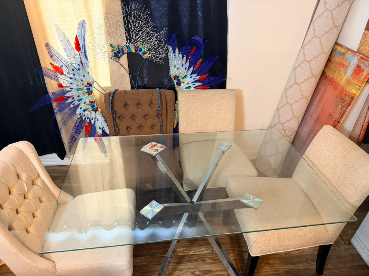 Glass Top Dining Table with Metal Base - photo 2