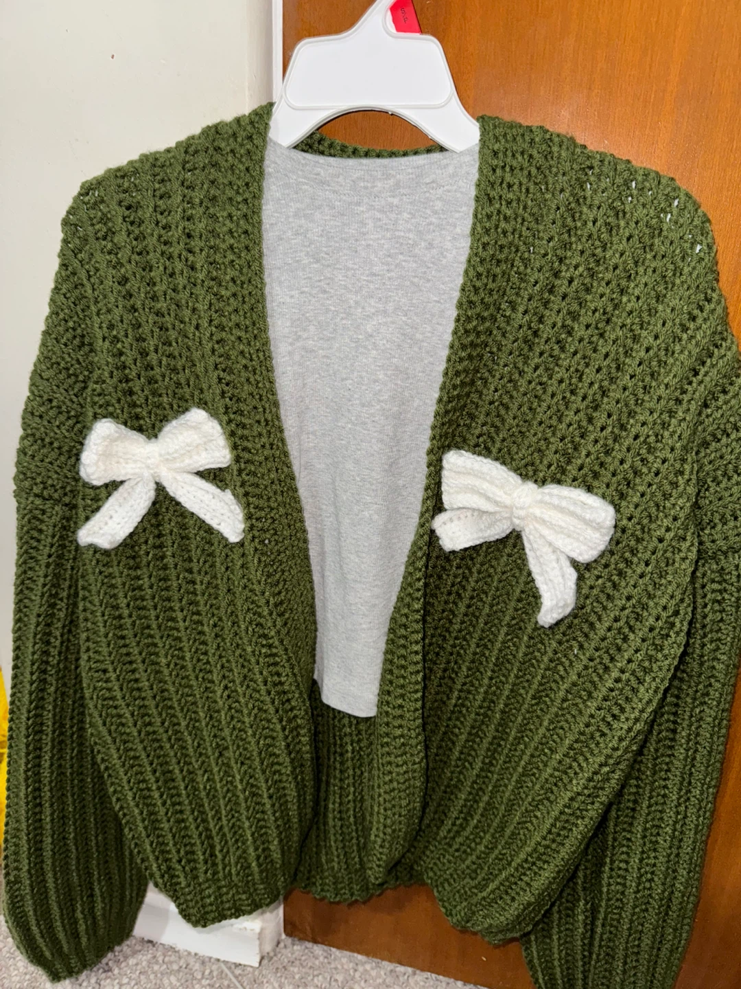 Handmade Crochet Cardigan – Custom Oversized with Bows - photo 2