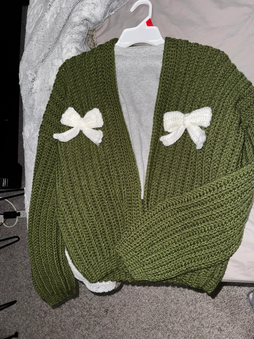 Handmade Crochet Cardigan – Custom Oversized with Bows - photo 3