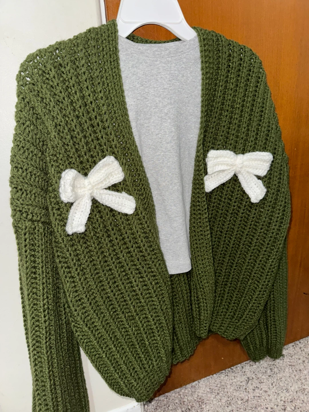 Handmade Crochet Cardigan – Custom Oversized with Bows - photo 4