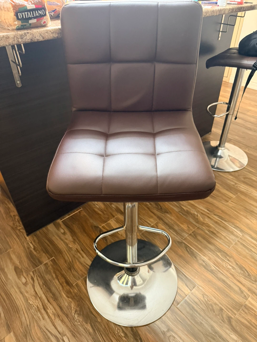 2 Brown Faux Leather Adjustable Bar Stool