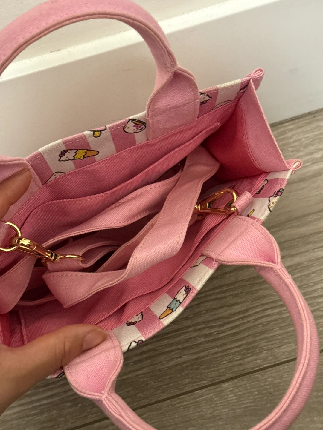 Pink Hello Kitty Ice Cream Print Mini Tote Bag - photo 2