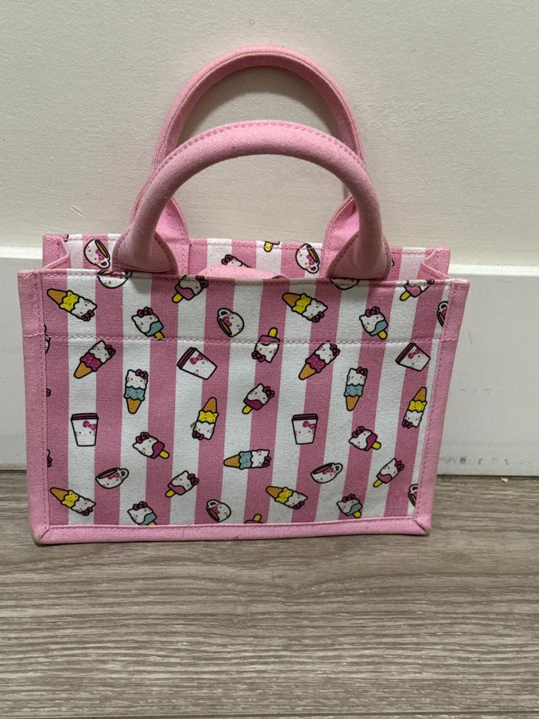 Pink Hello Kitty Ice Cream Print Mini Tote Bag