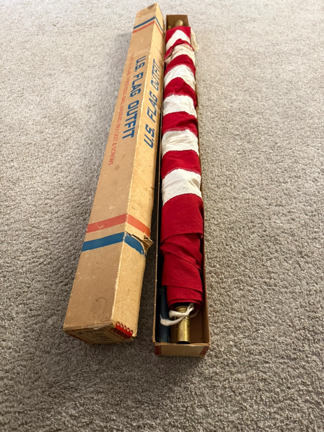 Vintage US American Flag All Cotton Flag Outfit w Pole Rope Box - photo 2