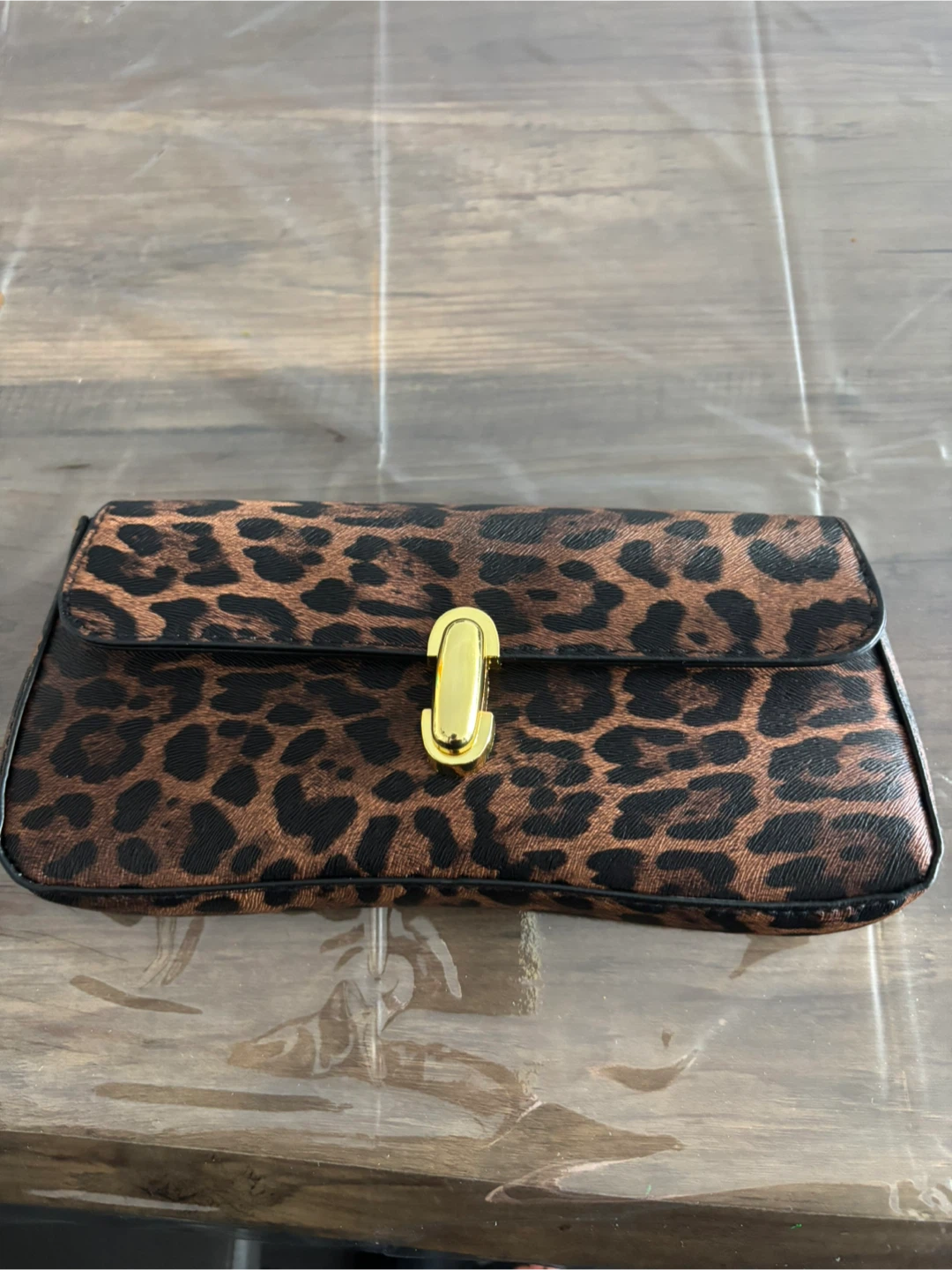 Leopard Print Clutch Bag with Gold Clasp - photo 4