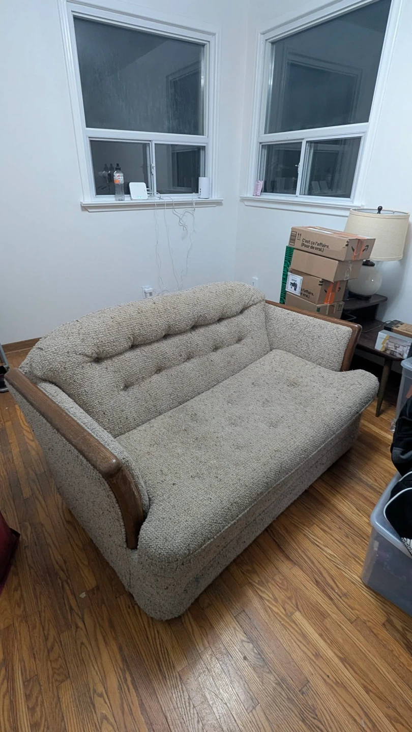 Loveseat with Wooden Arms
