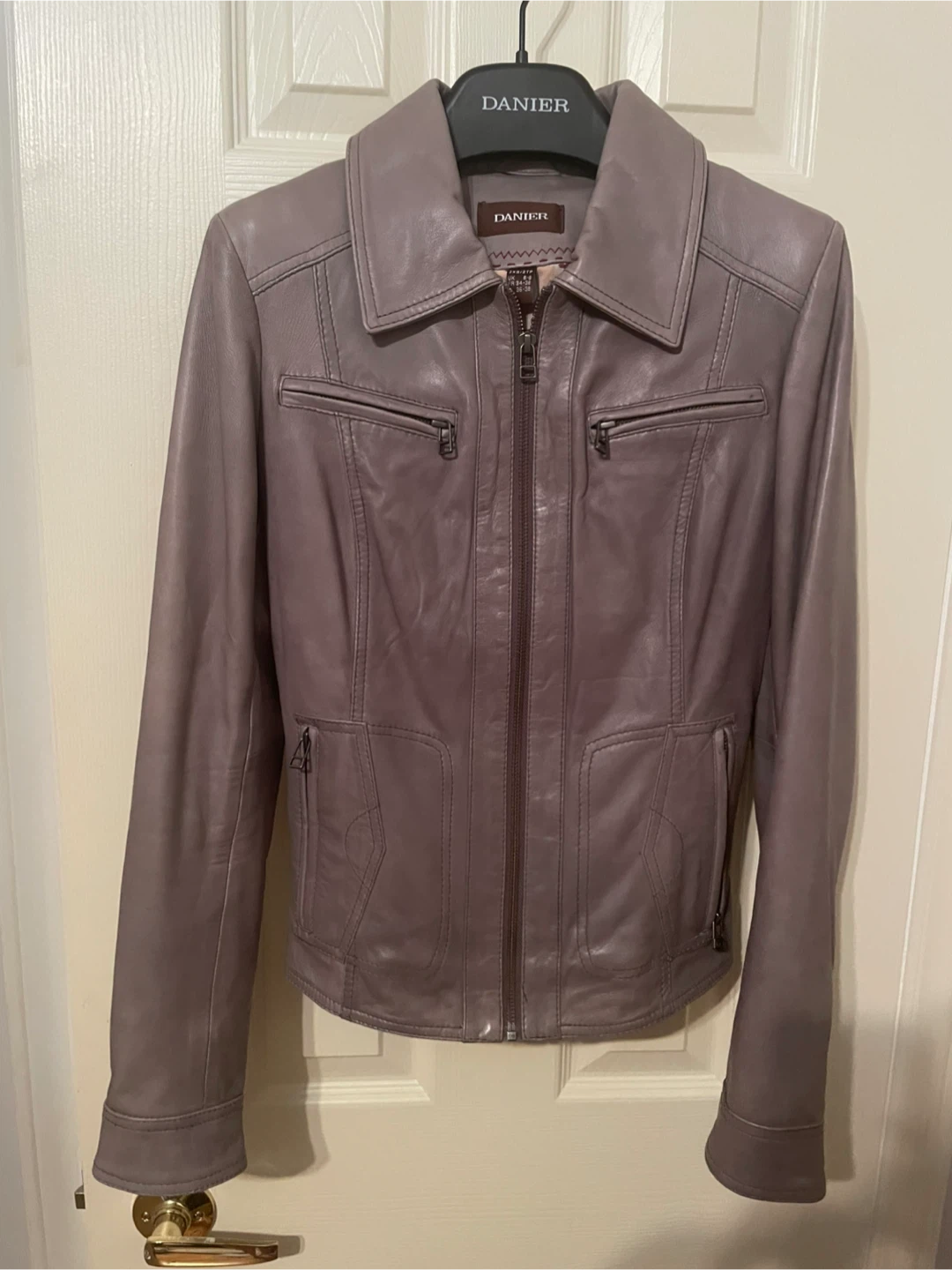 DANIER Leather Jacket - Grey -XS