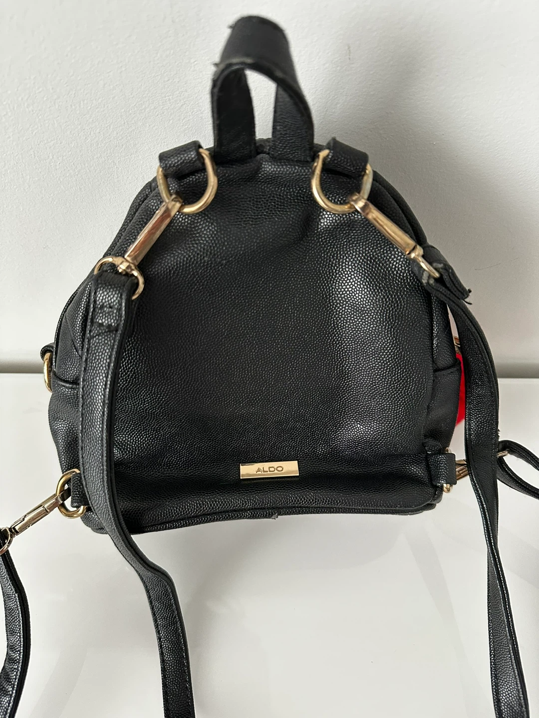 ALDO Black Faux Leather Mini Backpack with Patches - photo 2