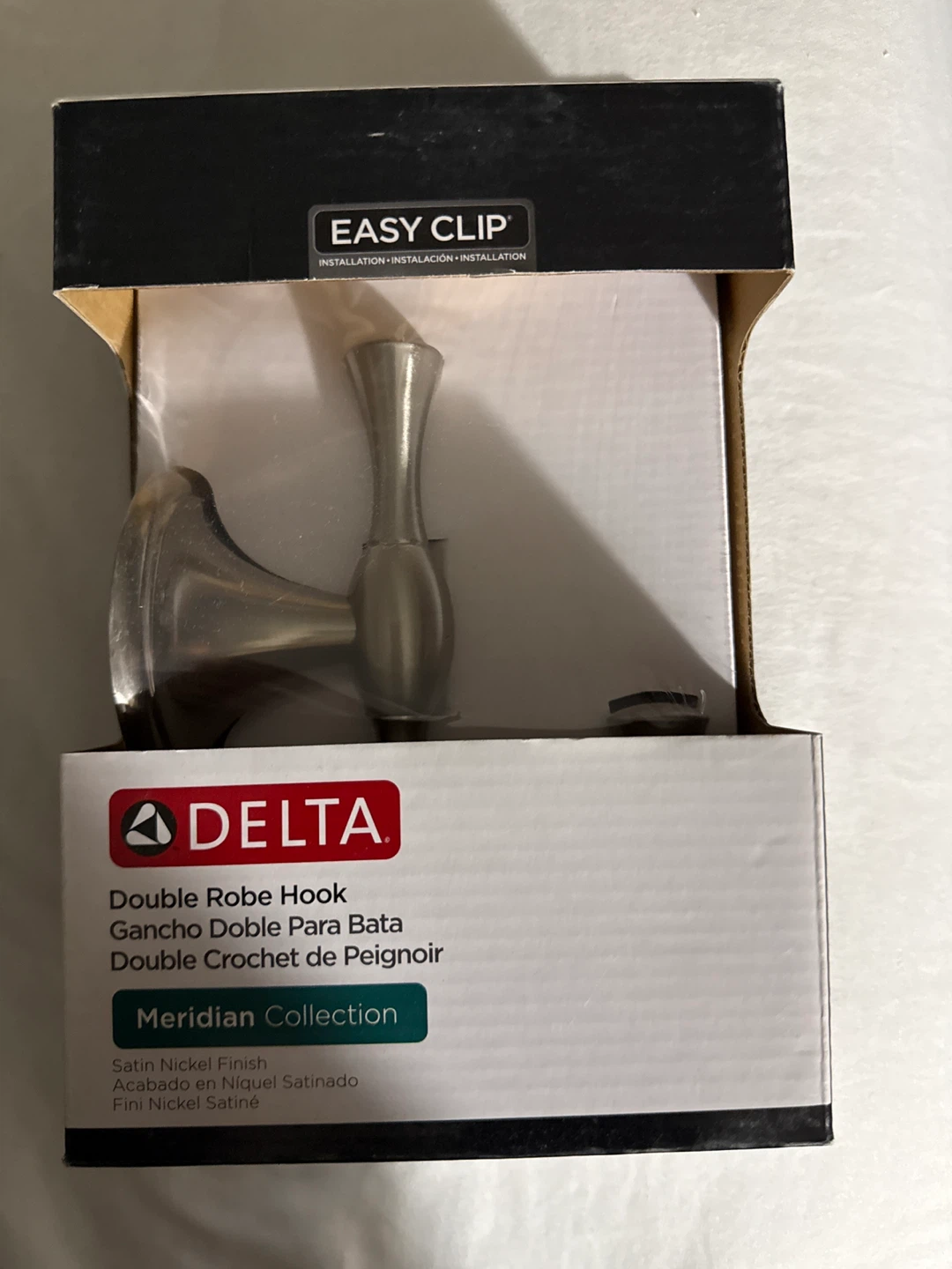Delta Double Robe Hook Meridian Collection Satin Nickel Finish