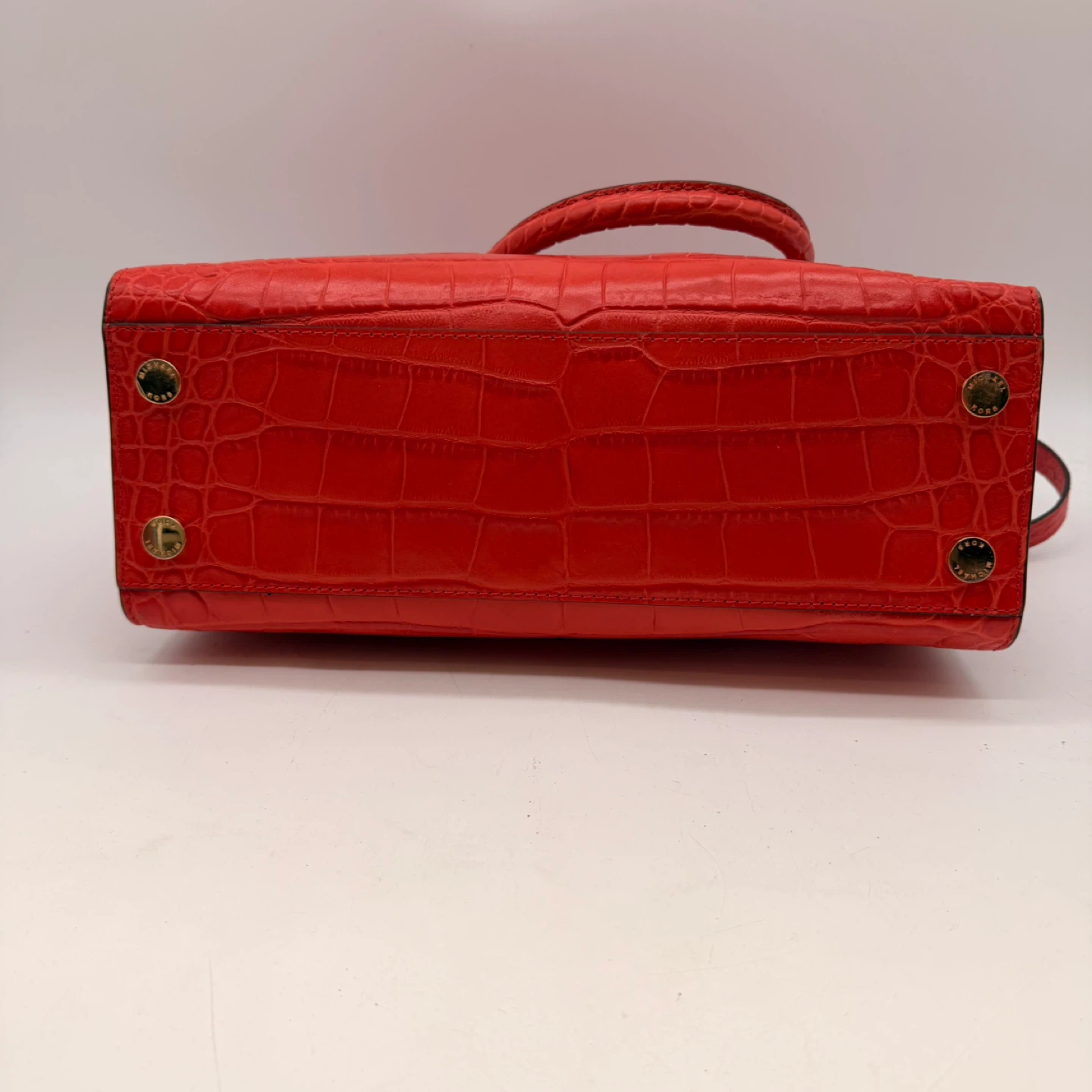 Michael Kors Red Croc-Embossed Leather Satchel Bag w/ Strap - photo 4