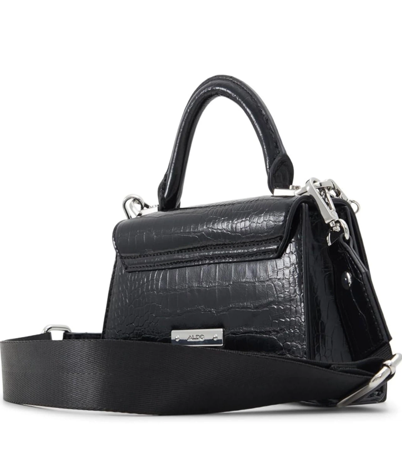 ALDO Black Croc Embossed Top Handle Bag - photo 3