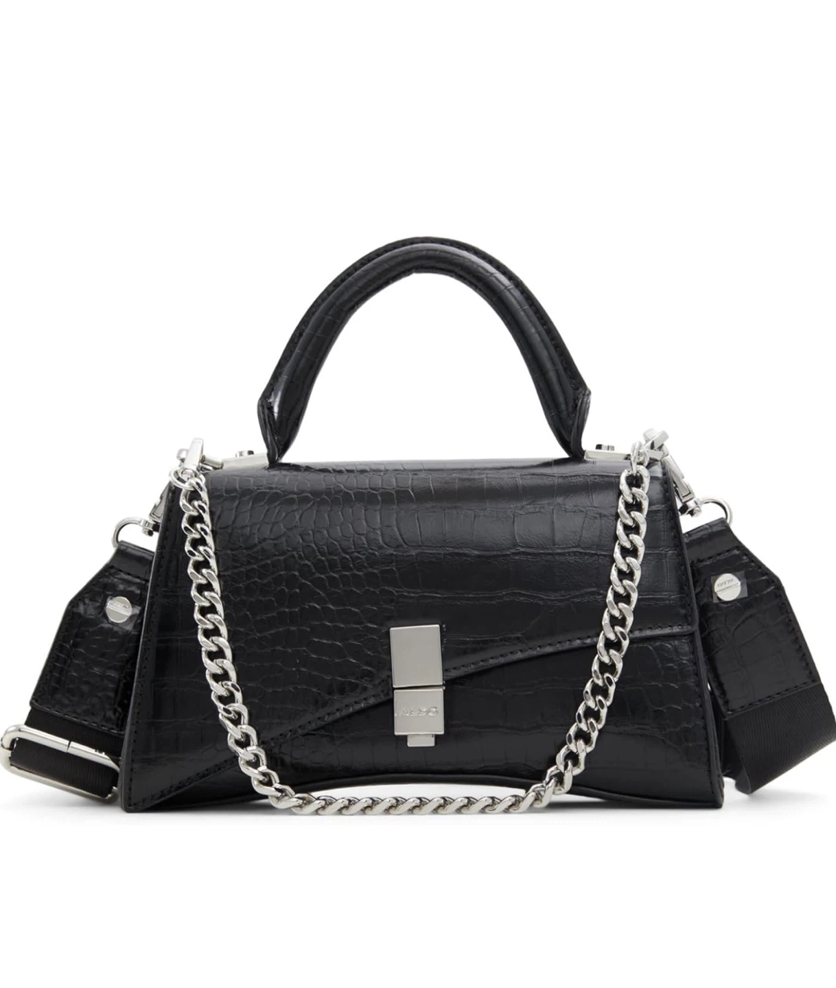 ALDO Black Croc Embossed Top Handle Bag - photo 2