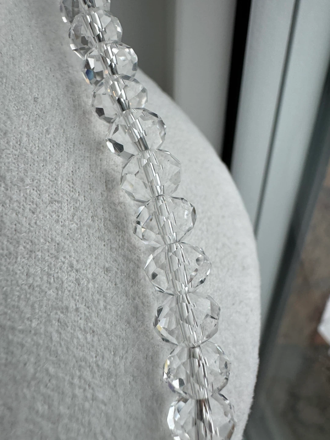 Clear Crystal Glass Faceted Beaded Statement Necklace - photo 3