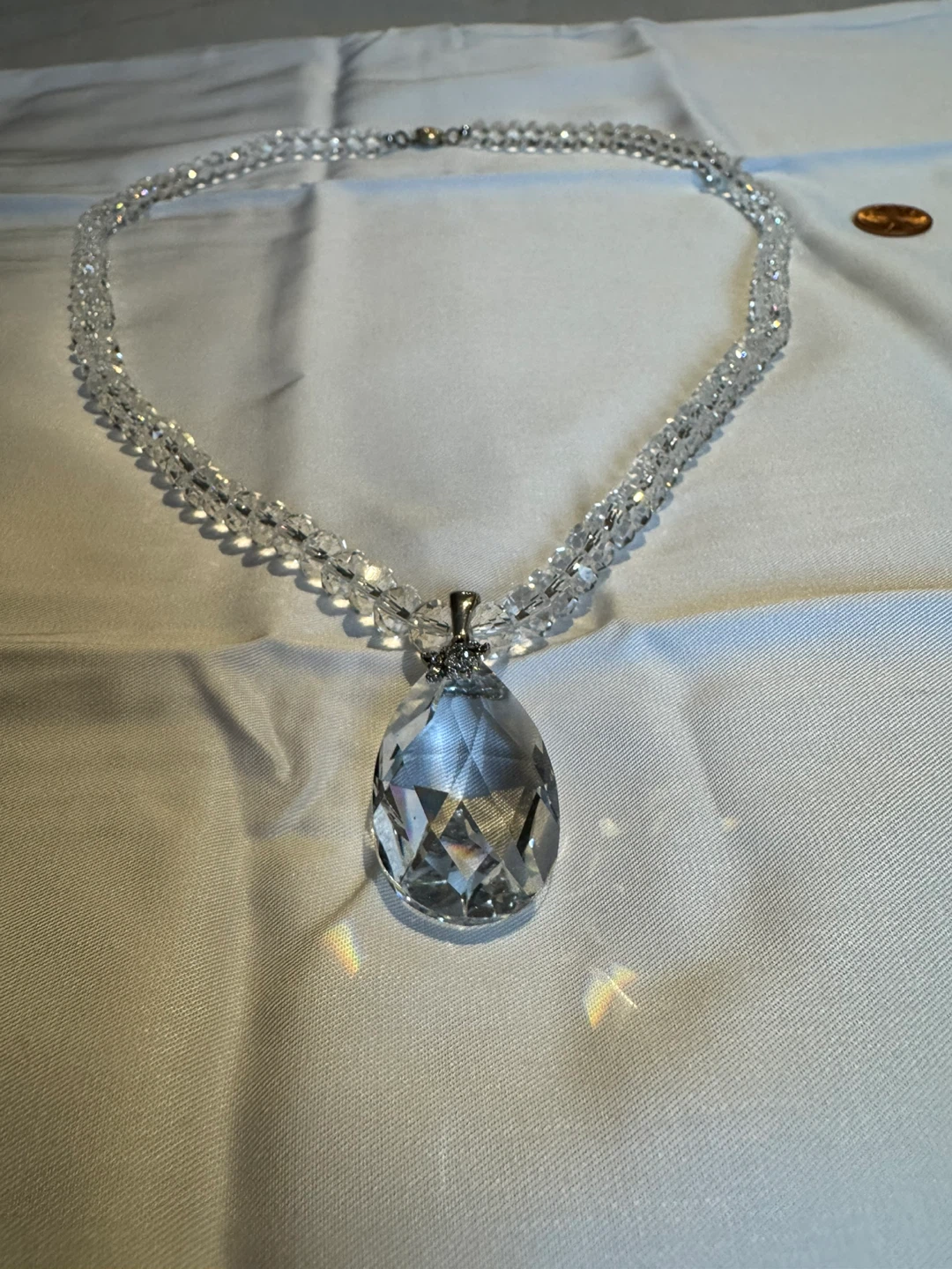 Clear Crystal Glass Faceted Beaded Statement Necklace - photo 4