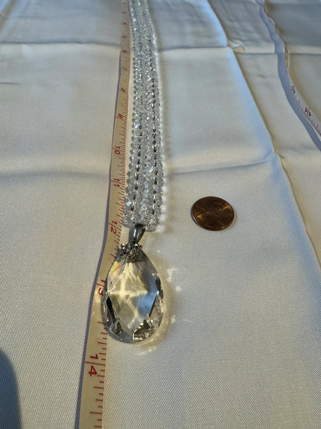Clear Crystal Glass Faceted Beaded Statement Necklace - photo 5