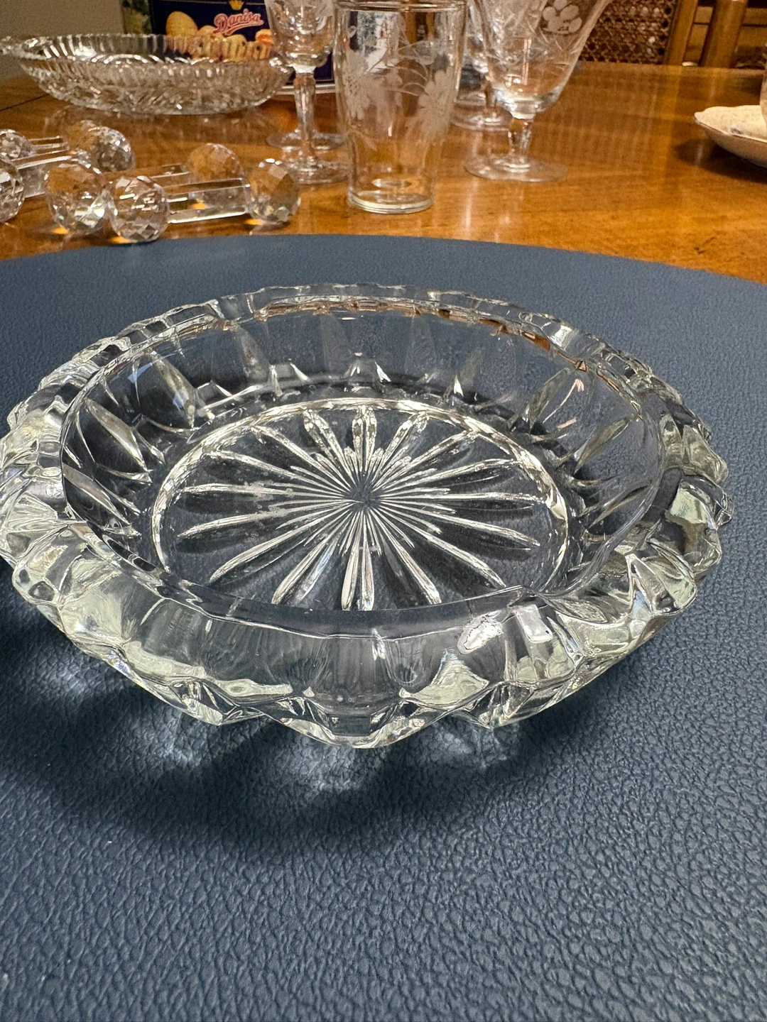 Vintage Crystal Glass Ashtray