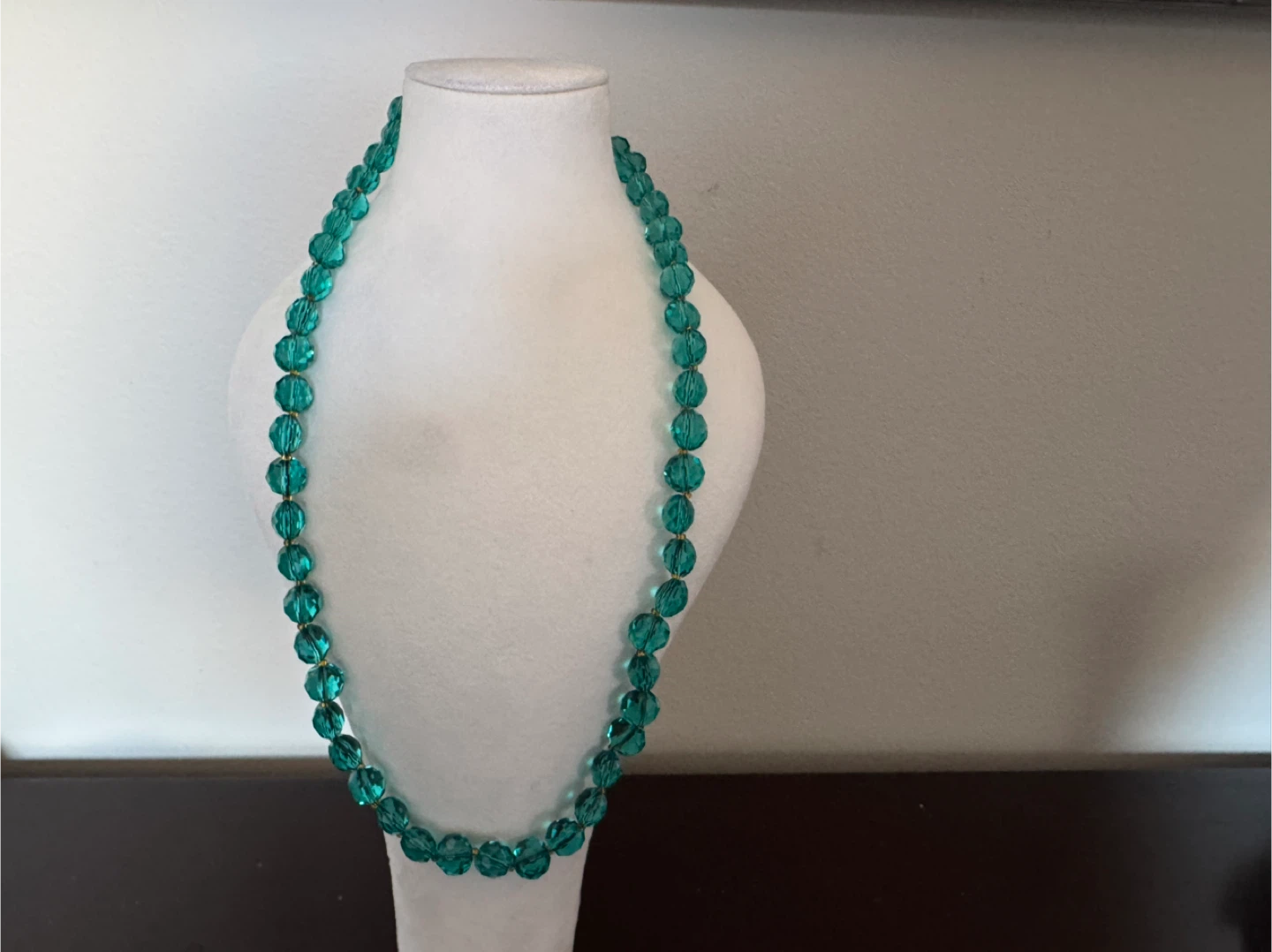 Clear Emerald Crystal Glass Faceted Beaded Statement Necklace - photo 3