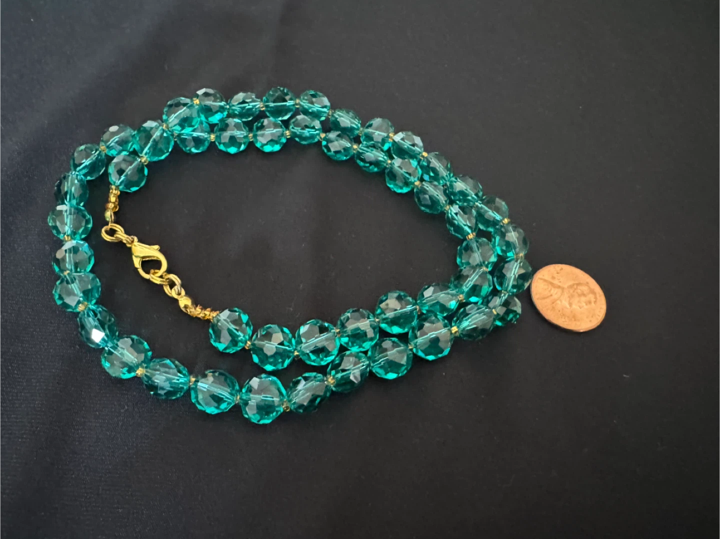 Clear Emerald Crystal Glass Faceted Beaded Statement Necklace