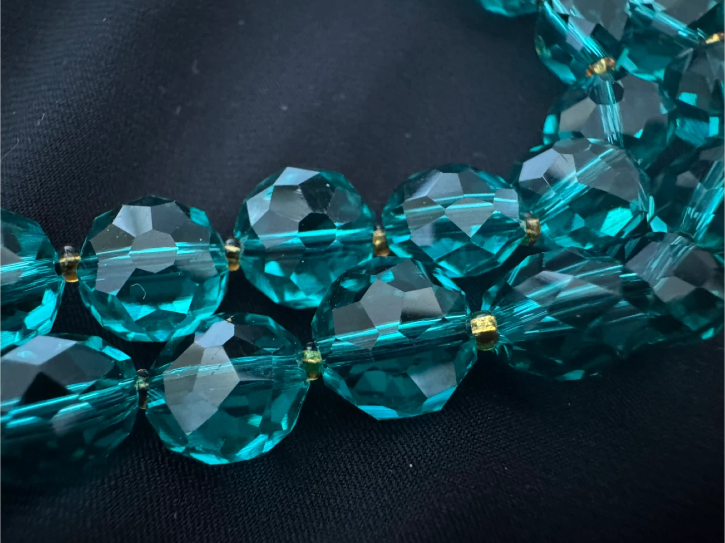 Clear Emerald Crystal Glass Faceted Beaded Statement Necklace - photo 2