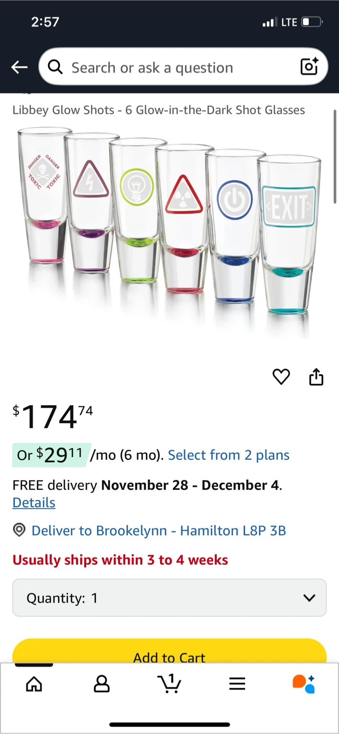 Libbey Glow Shots - 6 Glow-in-the-Dark Shot Glasses - photo 2