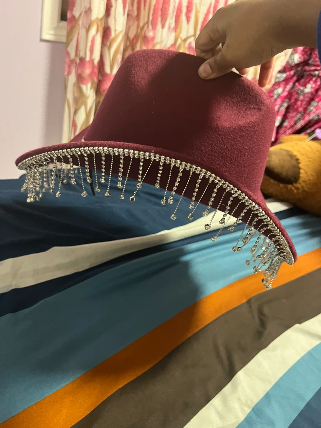Maroon Cowboy Hat with Rhinestone Fringe - photo 3