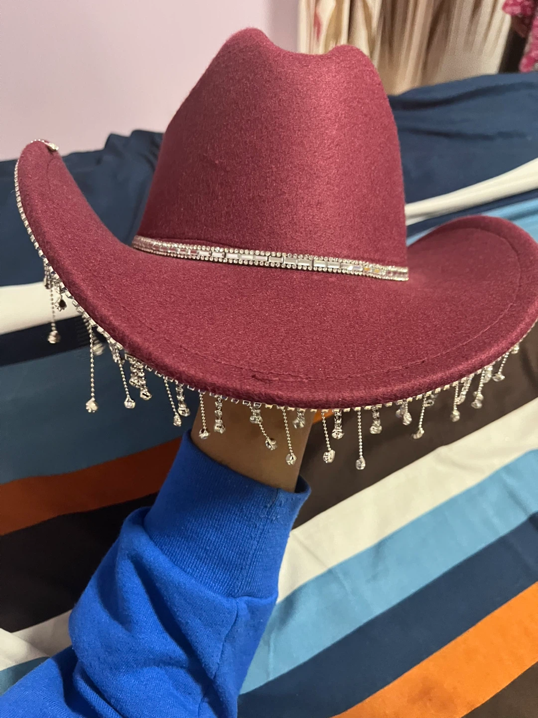 Maroon Cowboy Hat with Rhinestone Fringe - photo 5