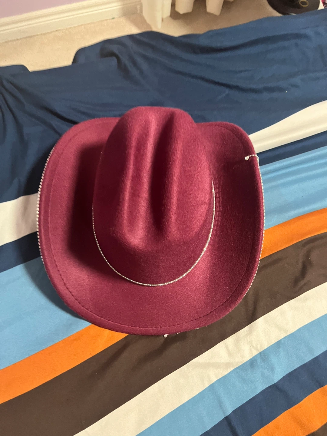 Maroon Cowboy Hat with Rhinestone Fringe - photo 4