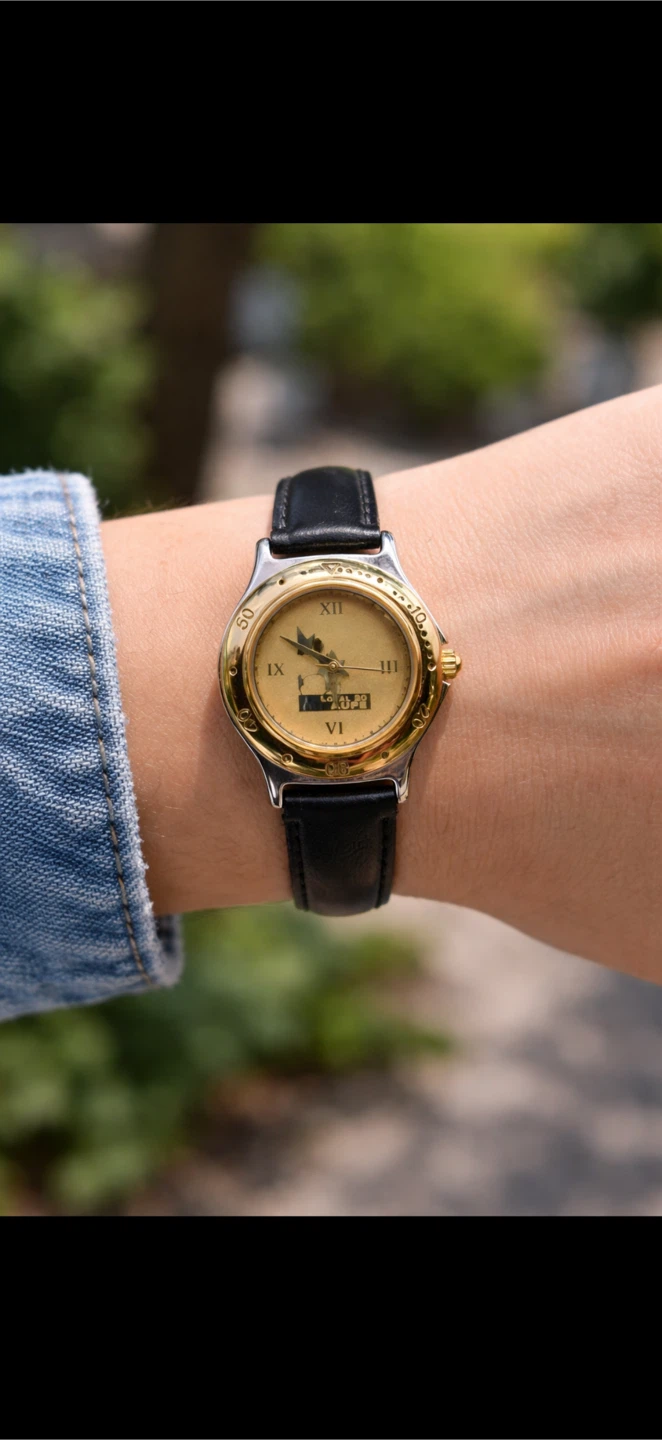 ESP Woman Watch - Gold Tone with Black Leather Band - photo 3
