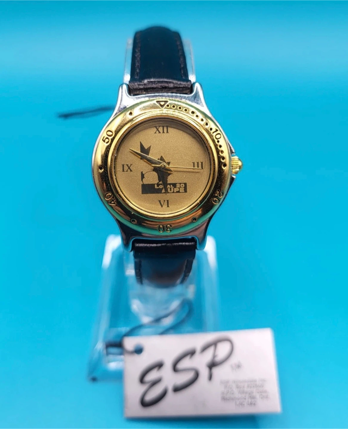 ESP Woman Watch - Gold Tone with Black Leather Band - photo 4