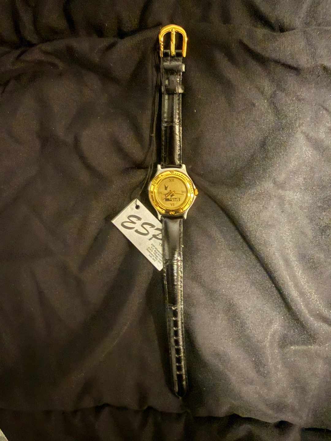 ESP Woman Watch - Gold Tone with Black Leather Band - photo 2