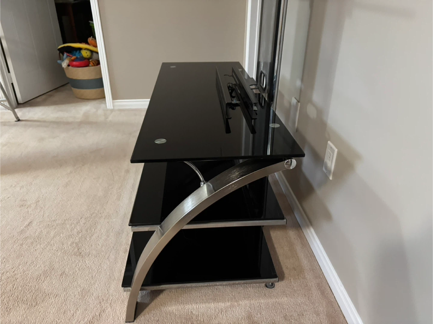 Black Glass TV Stand with Mount - photo 4