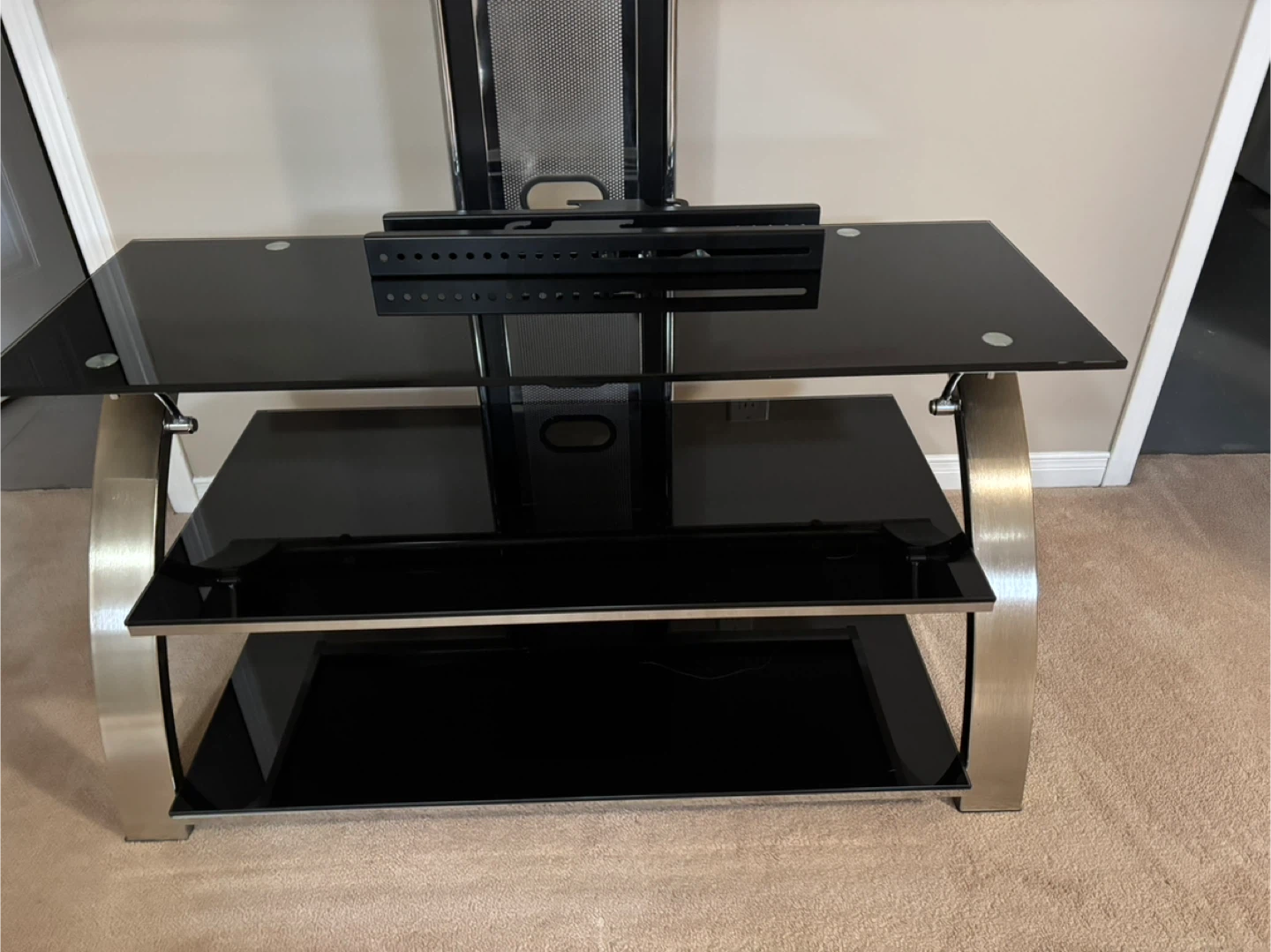 Black Glass TV Stand with Mount