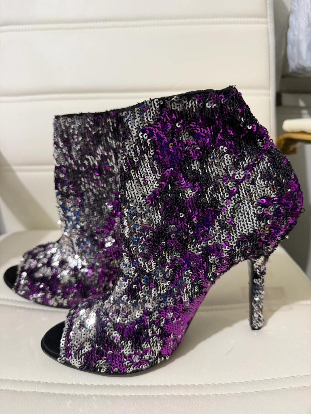 Dolce Gabbana Women's Sequin Peep-Toe Booties