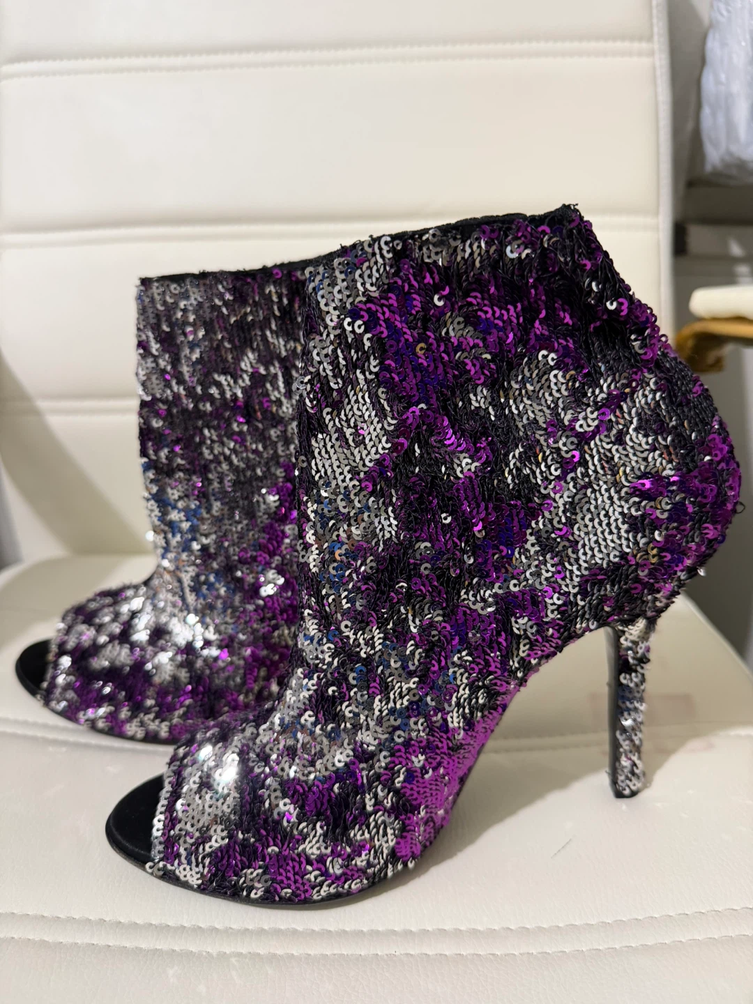 Dolce Gabbana Women's Sequin Peep-Toe Booties - photo 2