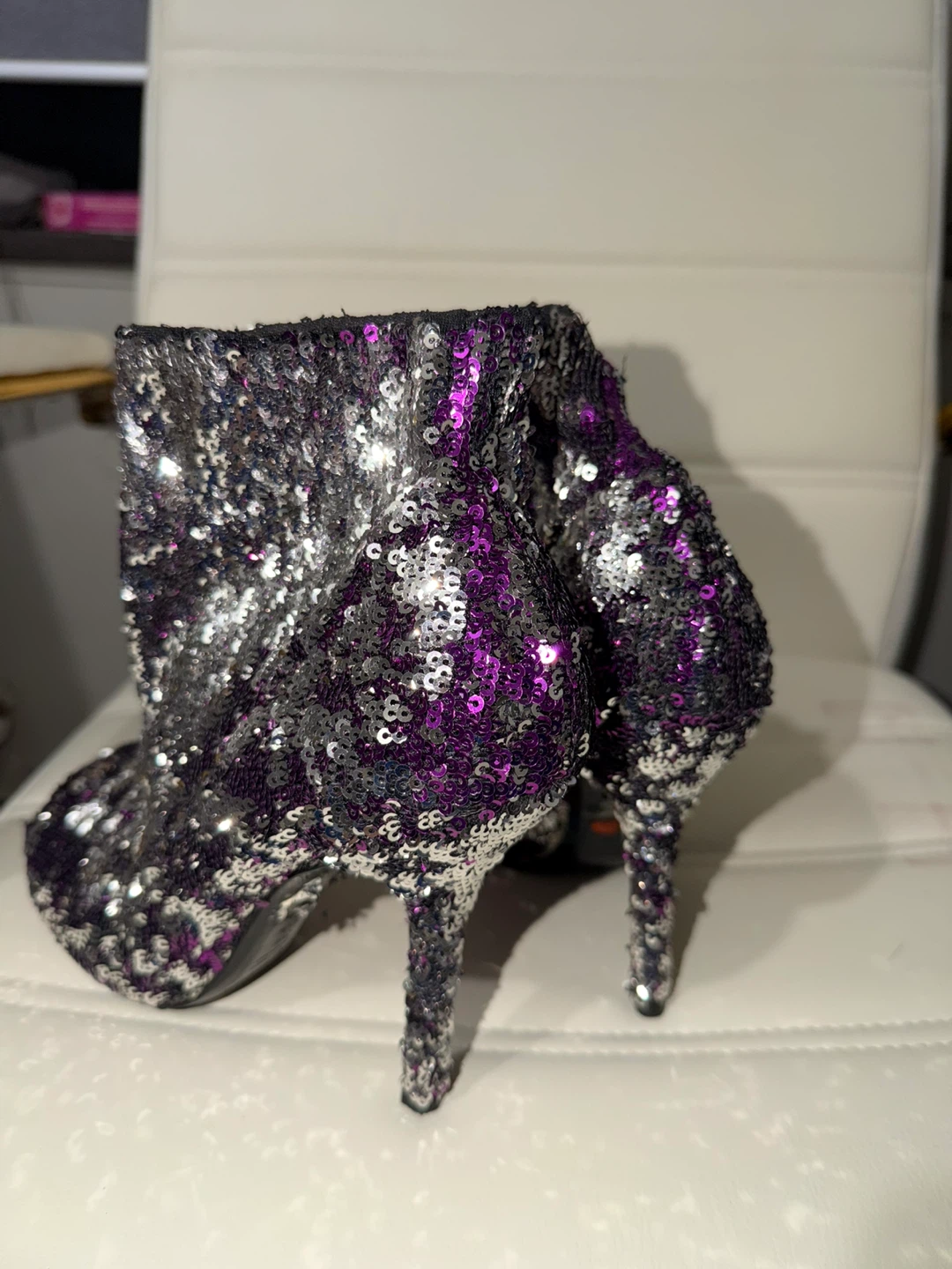 Dolce Gabbana Women's Sequin Peep-Toe Booties - photo 5