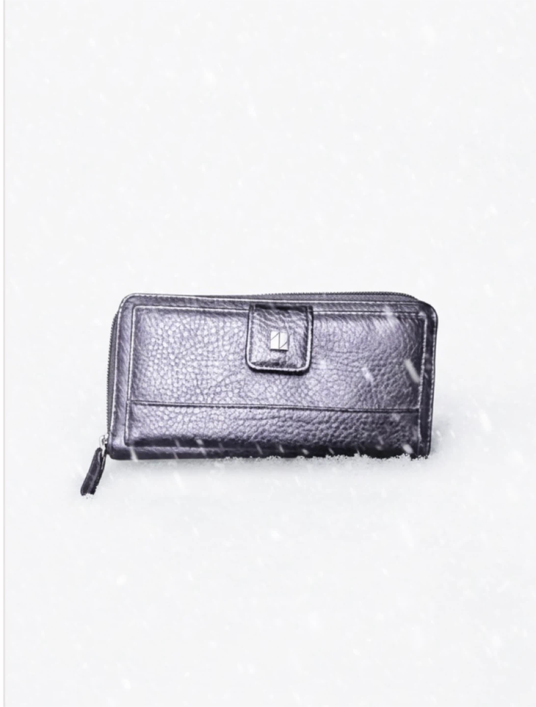 Women's Black Faux Leather Zip-Around Wallet - photo 4
