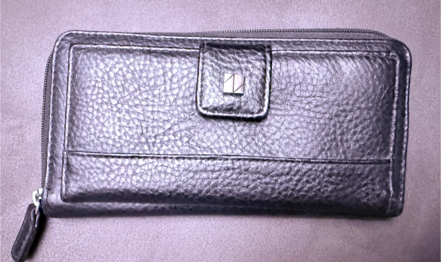 Women's Black Faux Leather Zip-Around Wallet