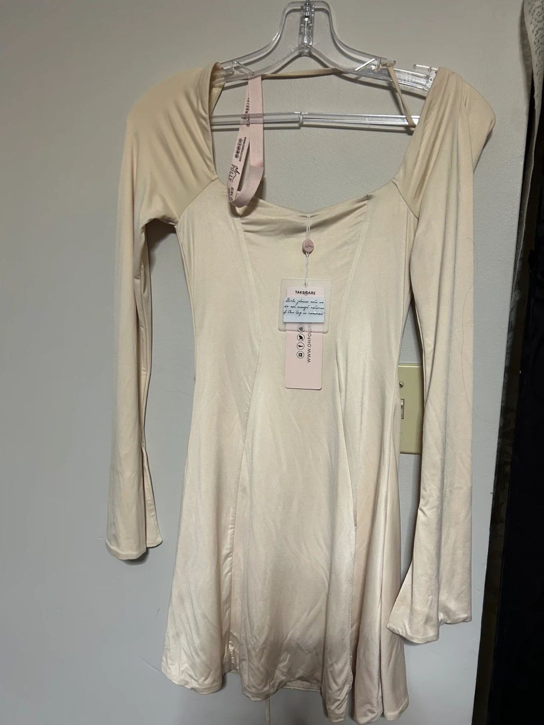 OH POLLY Satin Mini Dress - Champagne - photo 2