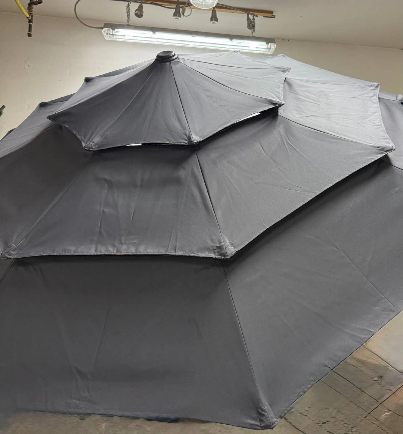 HOMSHADE 9FT 3-Tier Patio Umbrella – Dark Gray – UV50+ – New - photo 2