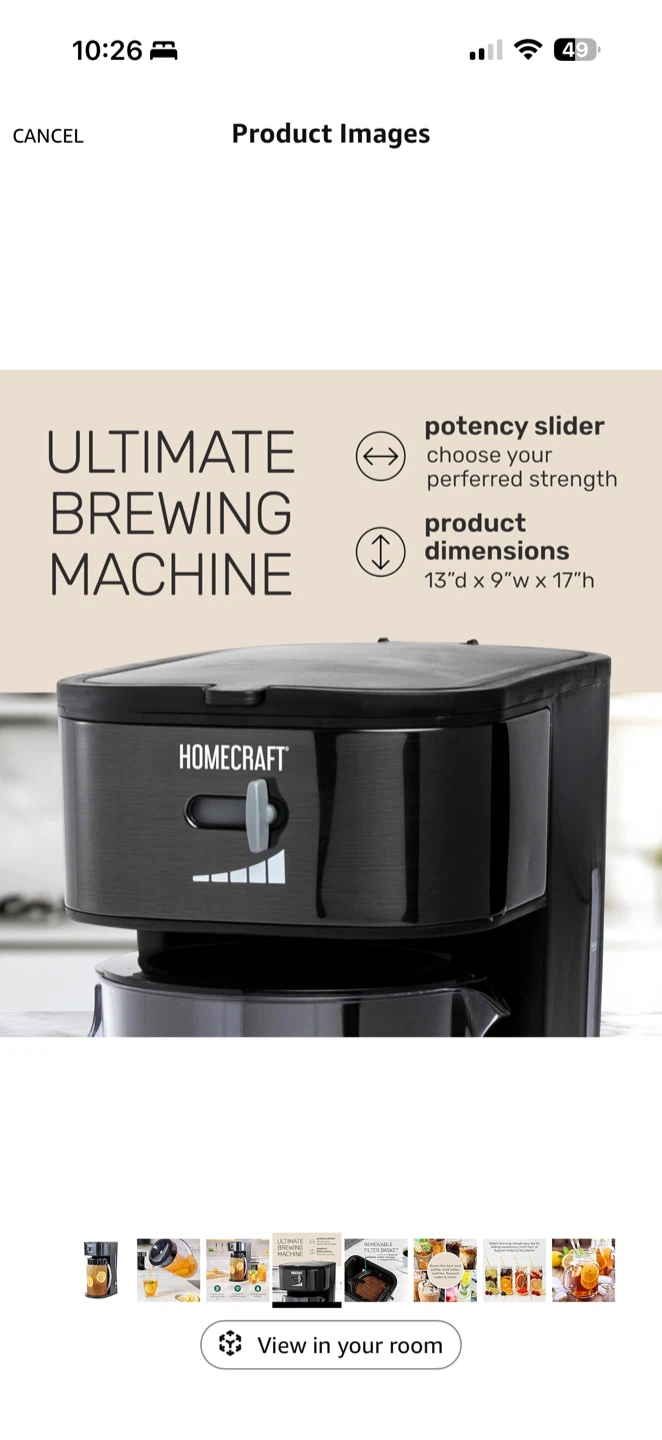 Homecraft 3-Quart Iced Coffee & Tea  - White– Black – NEW - photo 3