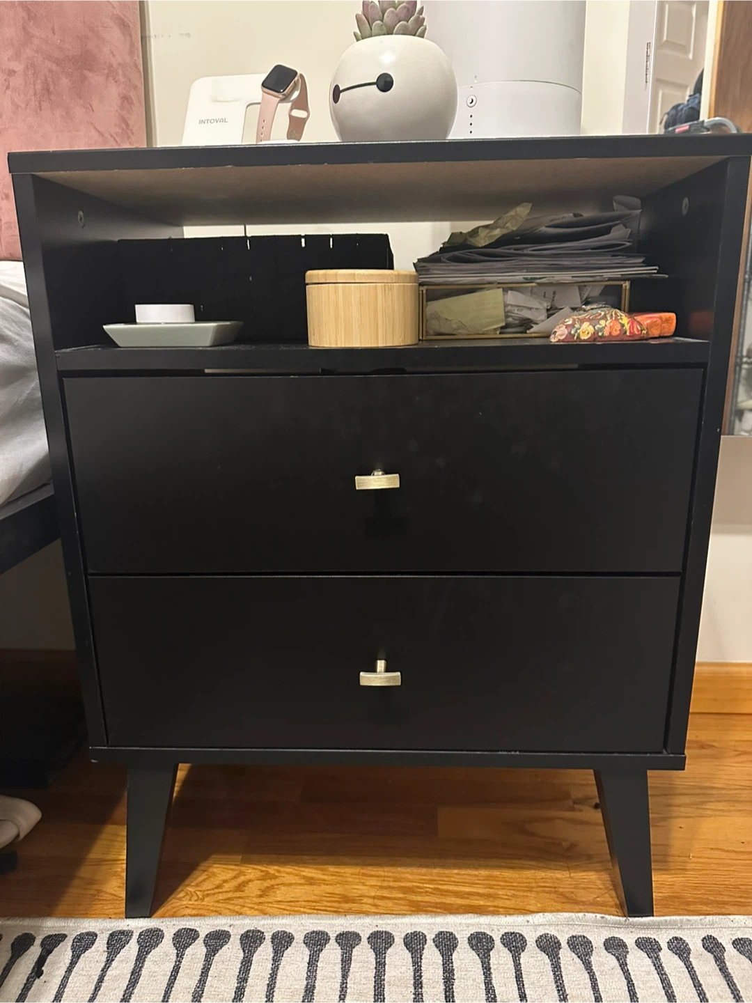Black 2-Drawer Nightstand - photo 5