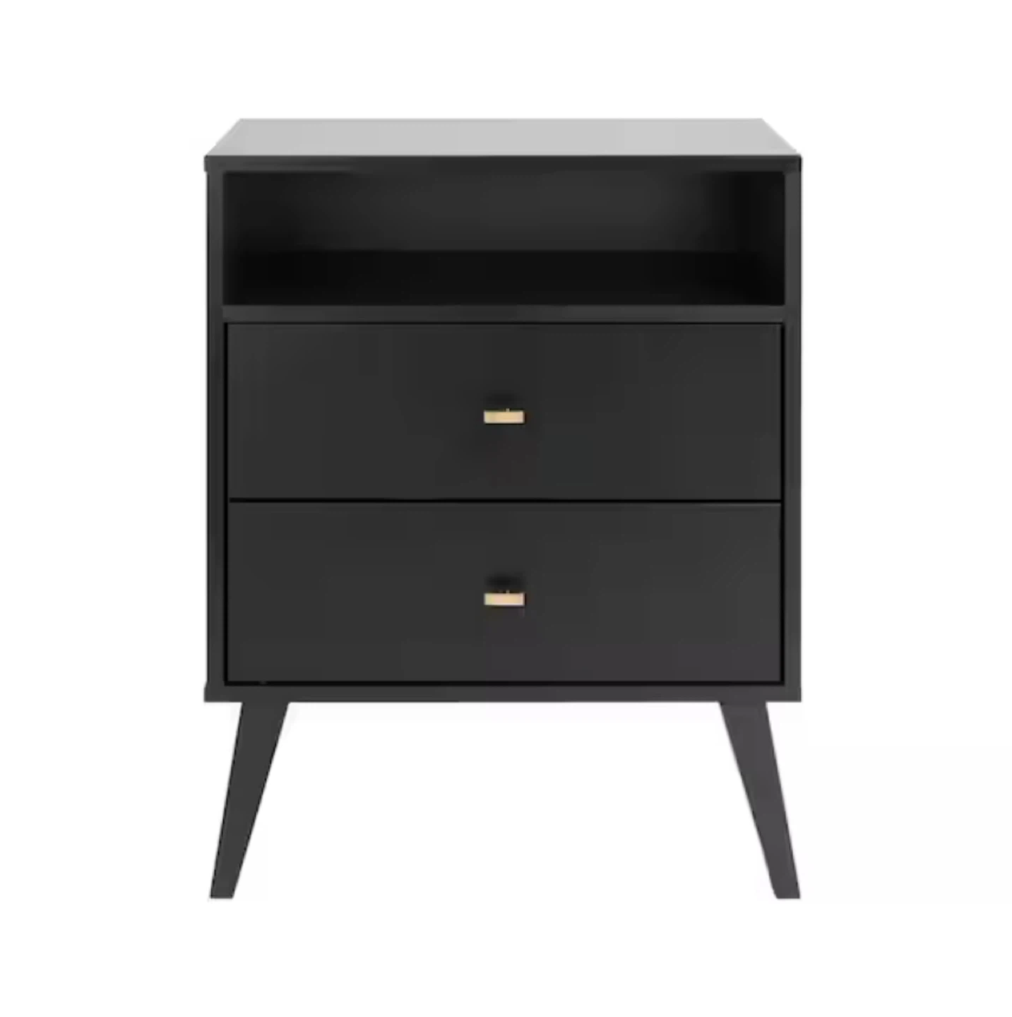 Black 2-Drawer Nightstand