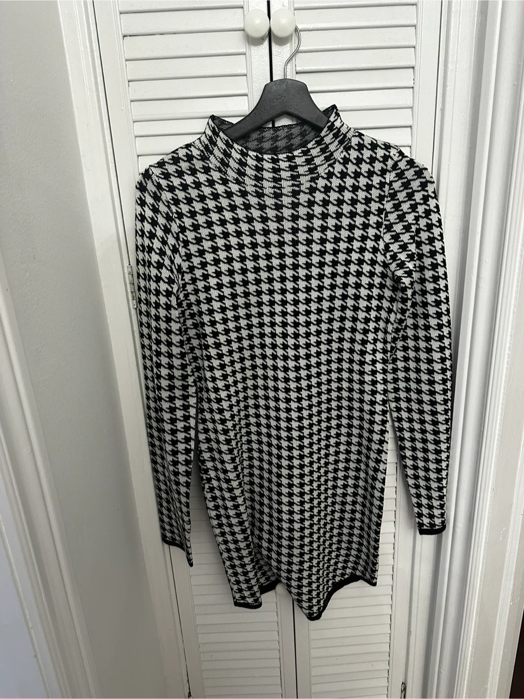 New Fashion Nova Houndstooth Mock Neck Sweater Dress
