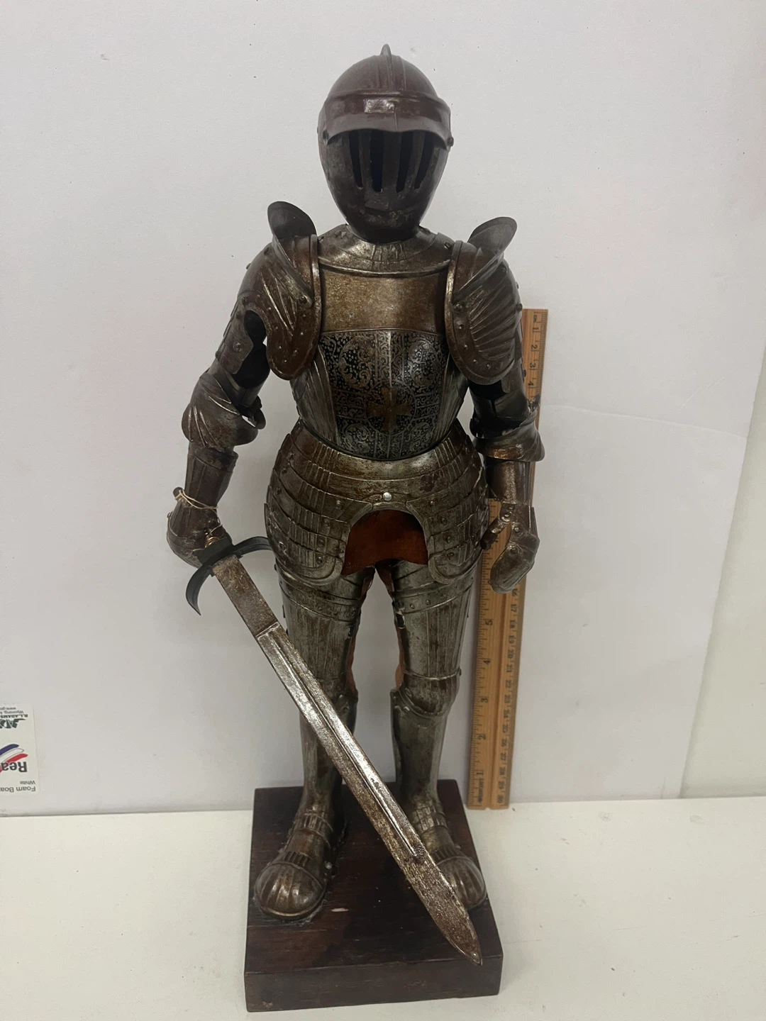 19 Century Knight Suit of Armor Figurine with Sword