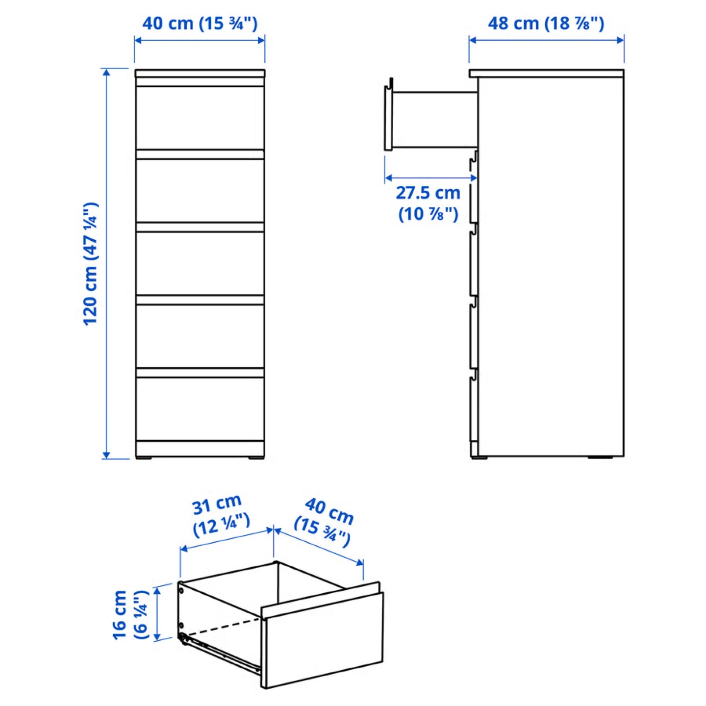 IKEA White 5-Drawer Tall Dresser - photo 4
