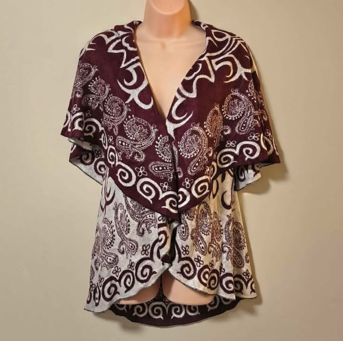 Double sided Paisley Print Shawl Wrap S/M