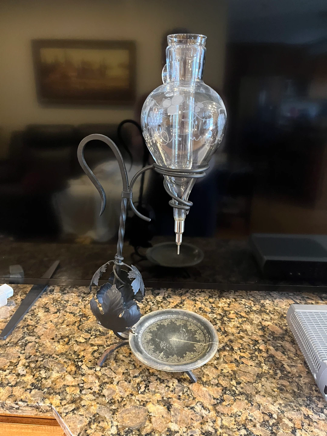 Glass Wine Decanter with Metal Stand - photo 3
