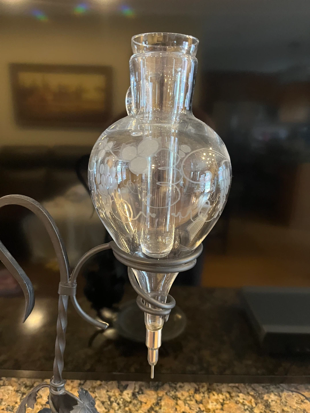 Glass Wine Decanter with Metal Stand - photo 2