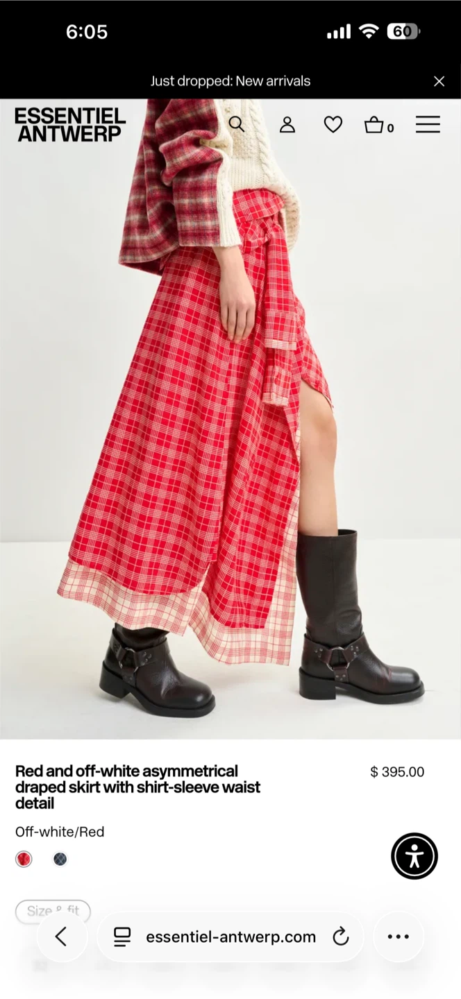 Essentiel Antwerp Red & Off-White Asymmetrical Plaid Skirt - photo 4