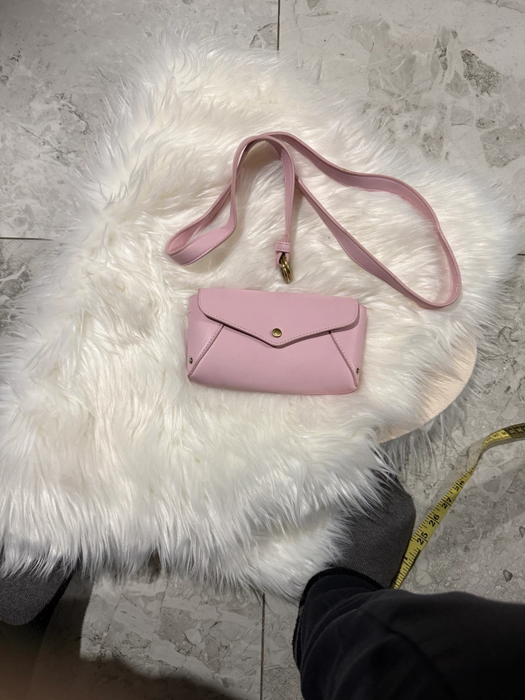 Pink Faux Leather Crossbody Bag